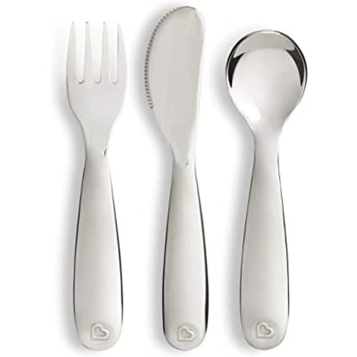 Munchkin® Polish™ Stainless Steel Toddler Fork, Knife and Spoon Utensil Set, 3 Piece