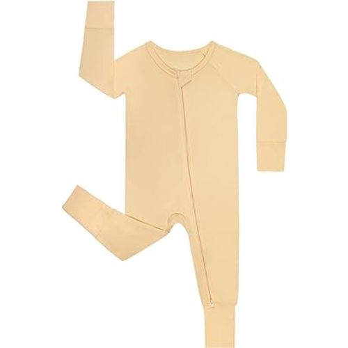 GUISBY Rayon Baby Footless Pajamas, Long Sleeve with 2 Way Zippers Rompers Sleepers