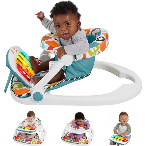 Fisher-Price Baby Portable Chair Deluxe Kick & Play Sit-Me-Up Floor Seat with Piano Learning Toy & Snack Tray for Infants to Toddlers