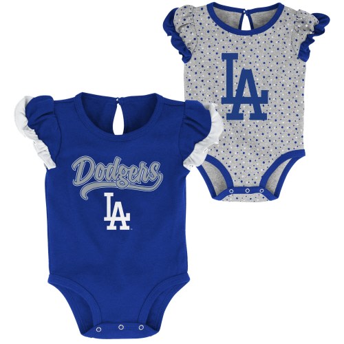 Girls Newborn & Infant Los Angeles Dodgers Royal/Heathered Gray Scream & Shout Two-Pack Bodysuit Set