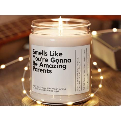 Personalized New Parent Gift Custom Gift for New Parents New Mom Gift New Dad Gift Pregnancy Gift Funny Candle for Expecting Mom Baby shower