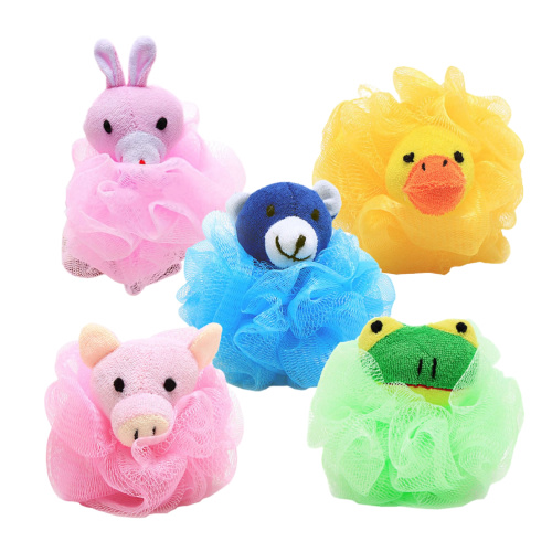 4Pcs Cartoon Animal Shaped Bath Ball Colorful Sponge for Kids Shower Bath Puff Random Style