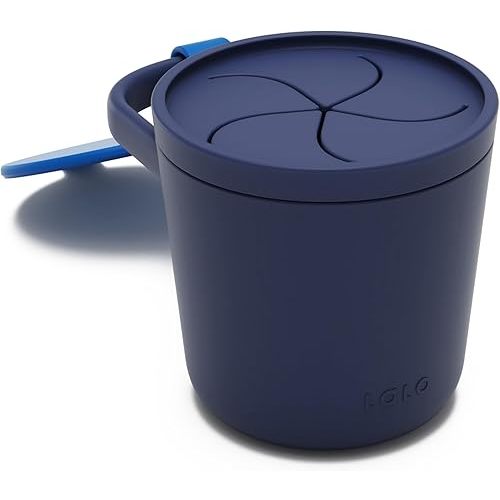 Lalo Snack Cup - Mess-Free Silicone Snack Cups for Toddlers & Babies with Detachable Lid, BPA-Free Baby Snack Containers, Fits Most Stroller & Car Seat Cup Holders, Dishwasher Safe, Blue Raspberry