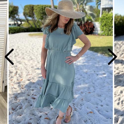 Gauze Ruffle Midi Dress- Seafoam Green