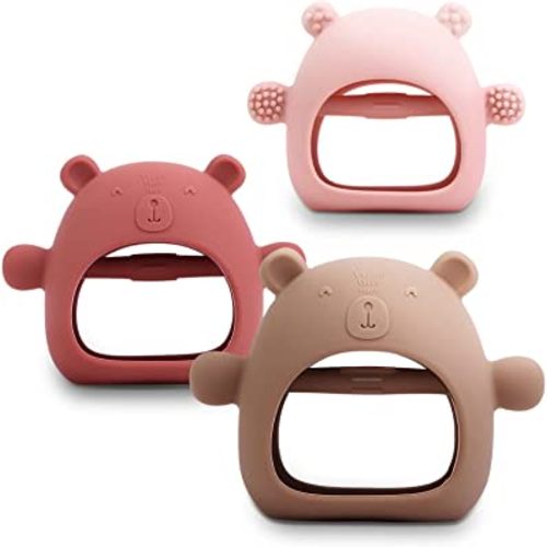 3 Pack Baby Teething Toy for 0-6 Months,Never Drop Teether for Babies 6-12 Months, BPA Free Dust-Proof Silicone Hand Pacifier Baby Chew Toys for Infant Sucking Needs-Safety Baby Toys 3-6 Months