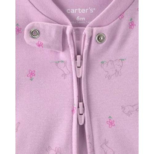 Baby Girl Bunny 100% Cotton 2-Way Zip Sleep & Play Pajamas - Purple | Carter's