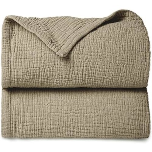 Lulu moon Muslin Quilt Blanket, Crib Blanket for Baby and Toddler,47x47 Inches(Olive)
