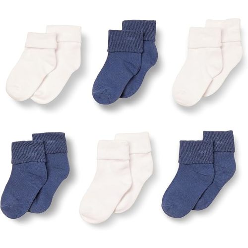 Amazon Essentials Unisex Babies' Cotton Turn Cuff Socks, 6 Pairs