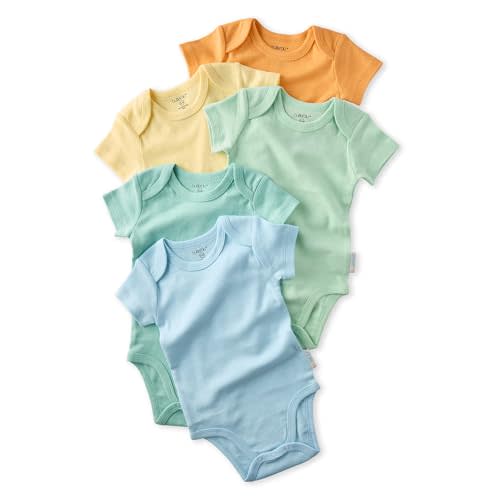 Butterblu Avery Multipack Short Sleeve Bodysuits 100% Organic Cotton | GOTS certified Organic Cotton for Baby & Toddler Girls, Boys, Easy Snap On Closure, Machine Wash, 5-Pack, 10-Pack