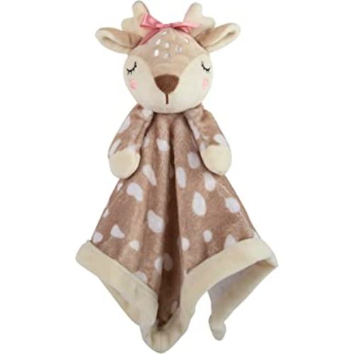 Minky Animal Snuggler Lovey Blanket for Kids, Babies, Boys, Girls, Gender Neutral Security Blanket with Stuffed Animal (Freckled Fawn)