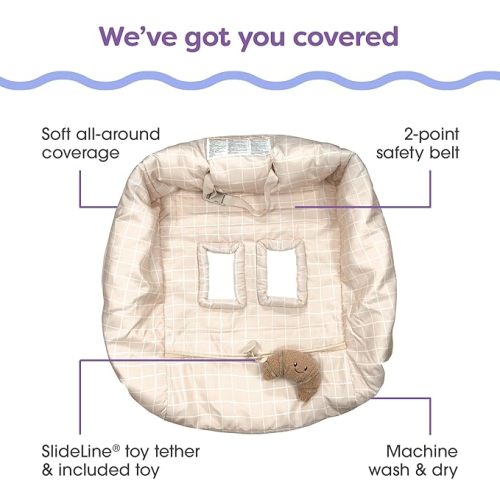 Boppy Shopping Cart Cover for Baby - 360° Coverage Cart Cover for Babies with Safety Harness, Toy Tether, One-Hand Placement, Machine-Washable, 6 Month & Up - Croissant