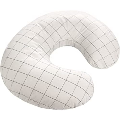 LAT Nursing Pillow and Positioner,Best for Mom Breastfeeding Pillow,100% Cotton Soft Fits Snug On Infant (White Grid)
