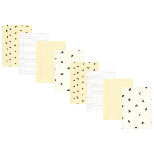 Hudson Baby Cotton Poly Flannel Burp Cloths Multipack, Honey Bee 8-Pack