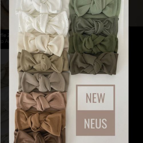 Neutral Tones Headbands, Baby Turban, Bow, Hand-tied, chunky Bows, Nylon Headbands, Handmade, Stretch, Accessory, Adjustable Headbands