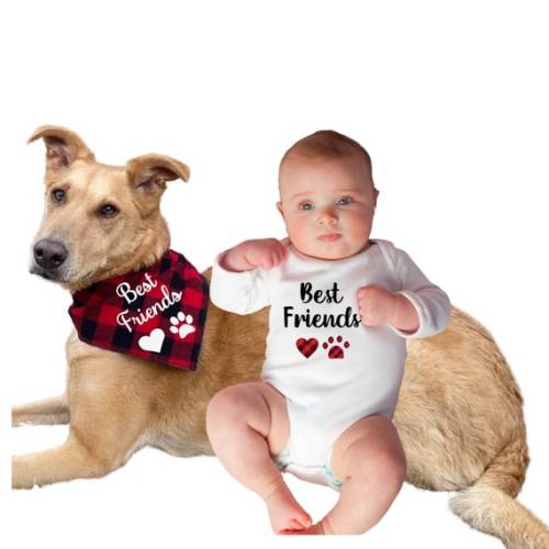 Best Friends Dog Bandana and Matching Best Friends Baby Onesie,ready to Ship Baby Shower, Gift for New Baby Under 30 Dollars, Gift Newborn - Etsy