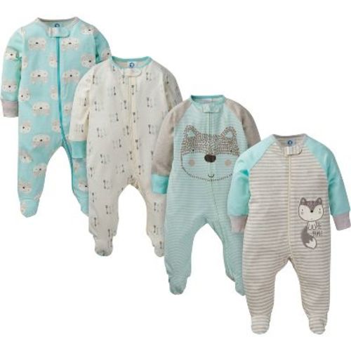 Gerber Baby Boys' Sleep 'N Play - Fox - 0-3 Months - 4-Pack