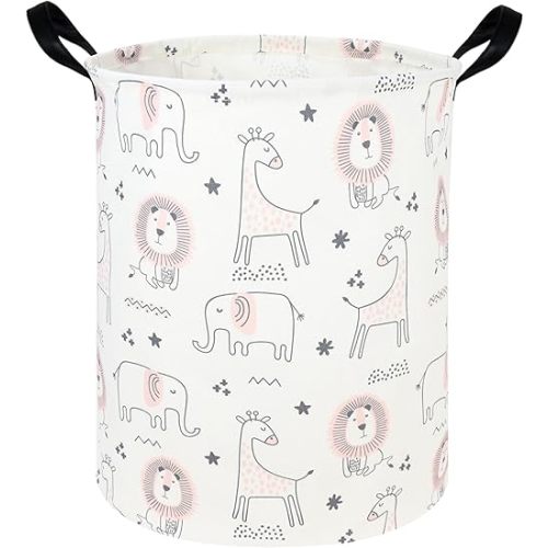 Animal hamper,Baby Laundry Hamper,Jungle Laundry Basket ,Waterproof foldable nursery baby basket,Toys Box,Jungle Bedroom Decor,Gift Basket(Pink animal)