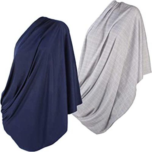 LK Baby 2pk Infinity Nursing Scarf Breastfeeding Cover Ultra Soft (Grey/Navy)