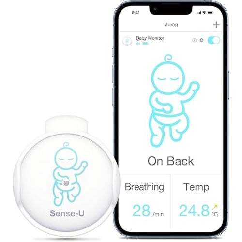 Sense-U Smart Baby Breathing Monitor-Tracks Baby's Breathing, Temperature, Rollover and Sleeping Position for Baby Safety with Instant Audio Alerts on Smartphones