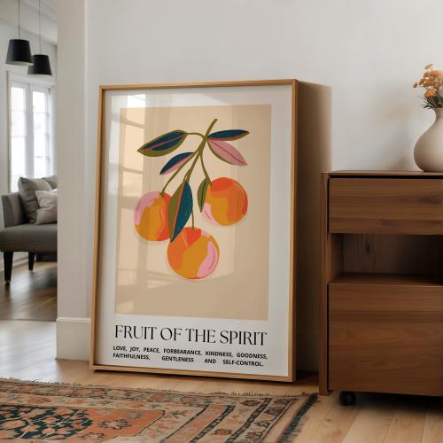 Fruit of the Spirit wall art, Fruit of the Spirit poster,Bible wall art,Modern Christian wall art, peach art, Kitchen decor,