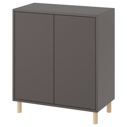 EKET Storage combination with legs - dark gray/wood 27 1/2x13 3/4x31 1/2 "