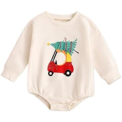 Baby Girl Boy Christmas Outfit Long Sleeve Romper Shirt Crew Neck Bodysuit Newborn Fall Winter Clothes