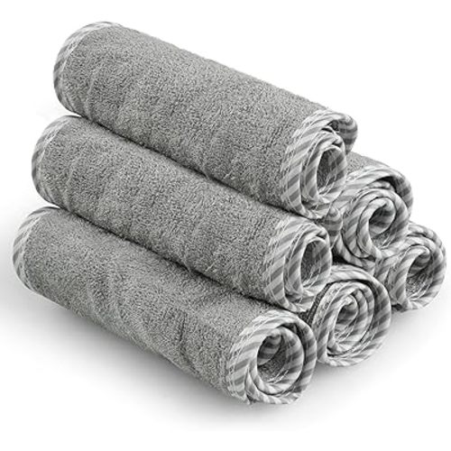 San Francisco Baby Washcloths for Newborn – Rayon from Bamboo Washcloths, Baby Wash Cloths Soft, Wash Cloths for Babies, Baby Wash Cloth – 6 Pieces, Gray