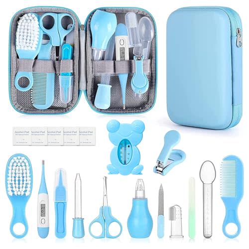 Baby Grooming Kit, Infant Safety Care Set with Hair Brush Comb Nail Clipper Nasal Aspirator,Baby Essentials Kit for Newborn Girls Boys