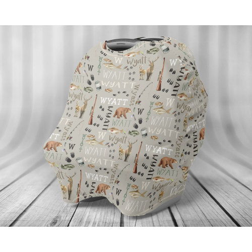 Personalized Car Seat Cover - Baby Car Seat Cover - Personalized Nursing Cover - Hunting Car Seat Cover - Nursing Cover - Name Pattern -