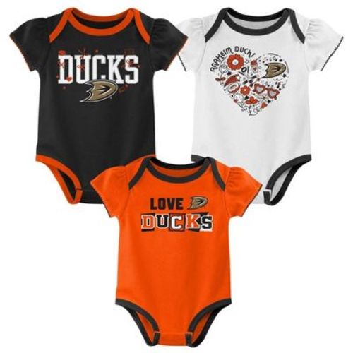 Nhl Anaheim Ducks Baby Girls' 3pk Bodysuit - 3-6m