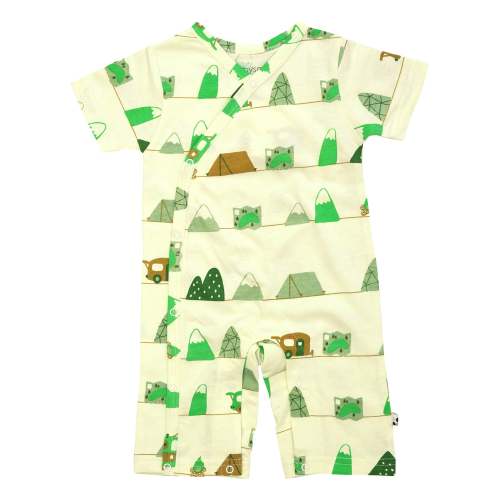 Pattern Short Sleeve Kimono Romper