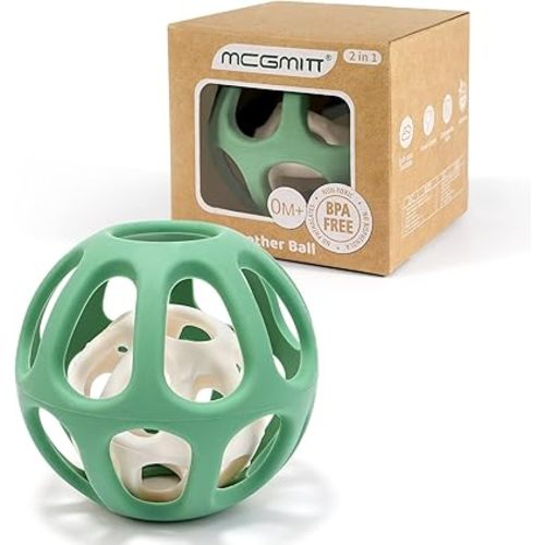 MCGMITT Sensory Balls for Baby, Easy Grasp Food Grade Stretchy Silicone Baby Teether Ball for 0-6 6-12 Months, BPA-Free Montessori Chew Toy, Newborn Infant Learning Developmental Toys Gift