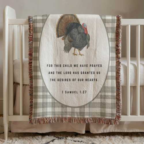 Woven Cotton Baby Blanket: Gobbler Turkey Hunting Nursery Decor
