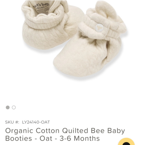 Organic Cotton Quilted Bee Baby Booties Oat