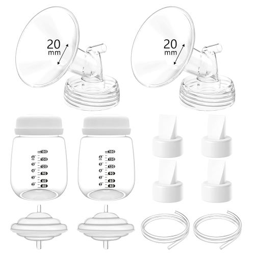 20mm Pump Parts Compatible with Spectra S1/S2/9 Plus,Spectra Replacement Pump Parts,Full Set Replace Include 20mm Flange, Duckbill Valve, Backflow Protector, Tubing and Bottle