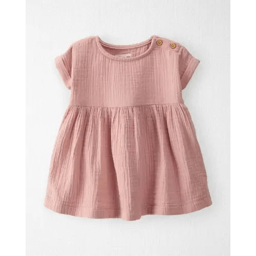 Organic Cotton Gauze Dress - 6M - Rose
