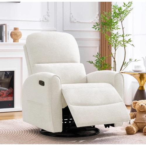 Ebern Designs Oversized Power Nursery Chair, 26" Extra Wide Swivel Rocker Recliner With Adjustable Headrest | Wayfair