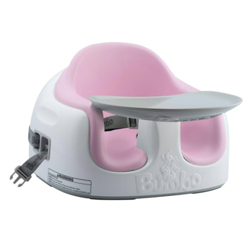 Bumbo 3-in-1 Multi-Seat for 6 to 36 Months, Travel Baby Feeding & Play Floor Seat, All-in-One Portable Booster with Tray & Toddler High Chair, Cradle Pink