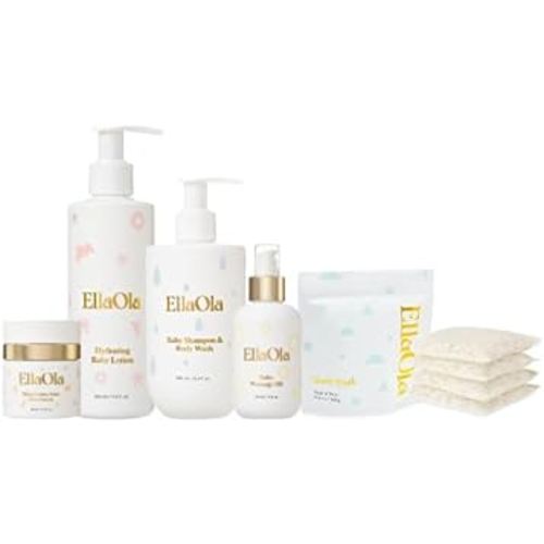 Ultimate Baby Spa Bundle - Organic Superfood Shampoo, Soothing Bath Soak, Nourishing Massage Oil, Hydrating Face Cream, and Moisturizing Lotion