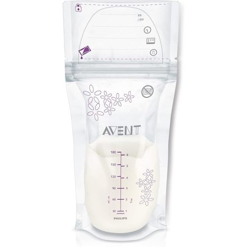 Philips AVENT Breast Milk Storage Bags, Clear, 6 Ounce, 50 Pack, SCF603/50
