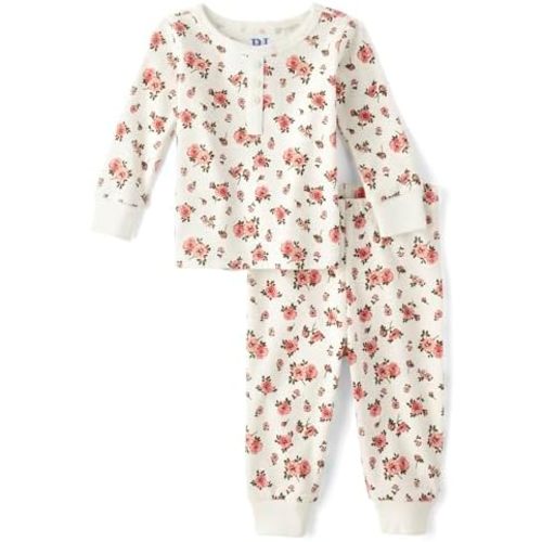 The Children's Place Baby Girls' and Toddler Long Sleeve Top and Pants Snug Fit 100% Cotton 2 Piece Pajama Set