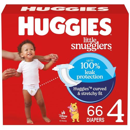 Huggies Size 4 Diapers, Little Snugglers Baby Diapers, Size 4 (22-37 lbs), 66 Count, Packaging May Vary