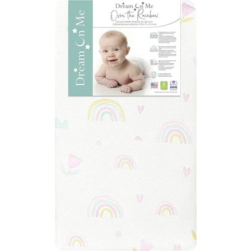 Dream On Me Over The Rainbow Crib and Toddler Mattress | Greenguard Gold and JPMA Certified Infant Crib Mattress with Removable Water-Resistant Zipper Cover | Extra Edge Support