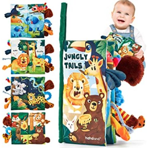 Dinosaur Toys Baby Books Soft Crinkle Cloth Books for Babies Infants  Toddler Toys, Early Development Interactive Car & Stroller Soft Toys Gifts  for Baby Girls Boys Touch and Feel Tails Baby Book(Bebe) 