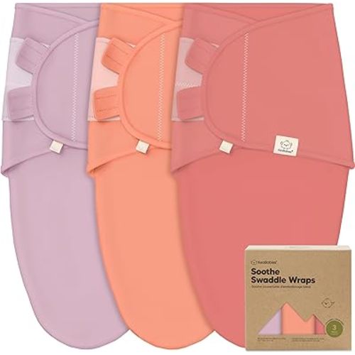3-Pack Organic Baby Swaddle Sleep Sacks - Swaddles for Newborns, Infant 0-3 Months, Baby Girls, Boys, Soft & Snug Newborn Sleep Sack, Nursery Swaddling Blankets, Velcro Closure (Vivacious)