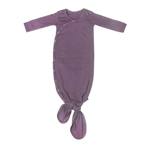 Copper Pearl Baby Gown - Knotted Newborn Sleepers for Baby Boy and Girl, Soft Stretchy Long Sleeve Infant Gowns with Bottom Tie and Hand Mittens, Perfect Hospital Coming Home Outfit (Plum)