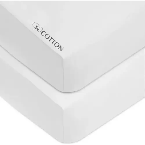 American Baby Company 2 Pack Fitted Crib Sheets 28" x 52", Soft Breathable Neutral 100% Cotton Jersey Sheet, White, for Boys and Girls, Fits Crib and Toddler Bed mattresses