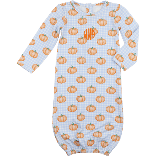 Blue Check Pumpkin Print Knit Baby Gown – Cecil & Lou