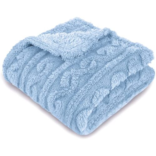 HOMRITAR Baby Blanket for Boys or Girls 3D Fluffy Fuzzy Blanket for Baby, Soft Warm Cozy Flannel Fleece Warm Blanket, Infant or Newborn Receiving Blanket 330GSM (30 x 40 Inch, Blue)