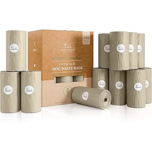 100% Certified Home Compostable and Biodegradable Dog Poop Bags - ASTM D6400 & EN 13432 Compliant Dog Waste Bags – 180 Bags – 12 x Rolls of Plant Based Compostable Poop Bags - Thick Doggie Poop Bags